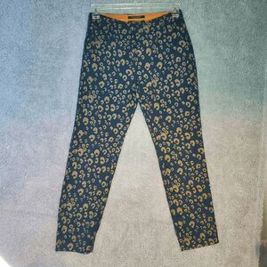 Scotch and soda Women's Magical Altitudes Blue Gold Leopard Print Trousers Small